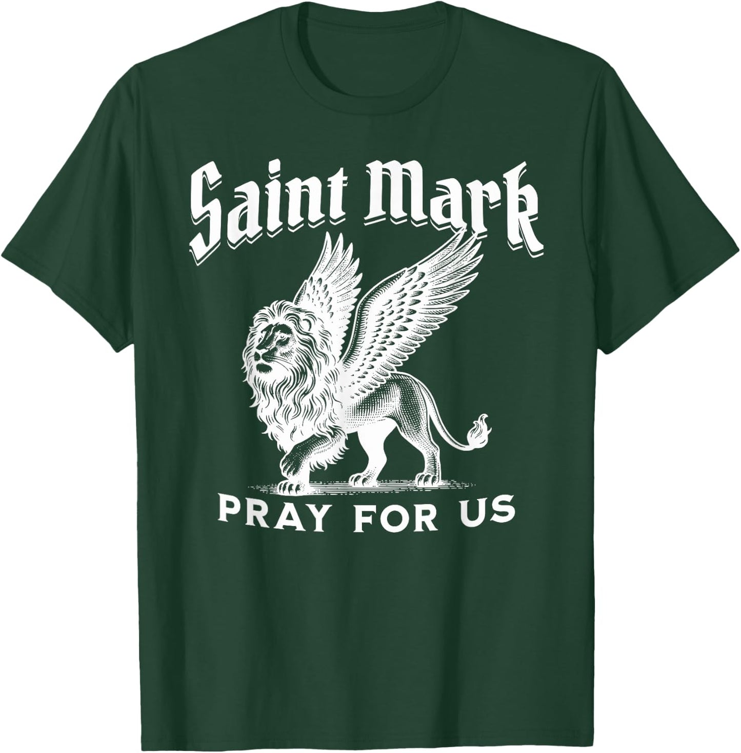 St Mark the Evangelist Apostle Lion Symbol Catholic Saint T-Shirt - T-Shirt | Forest
