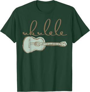 Retro Uke Guitarist Ukulele Vintage Art Gift T-Shirt - T-Shirt | Forest