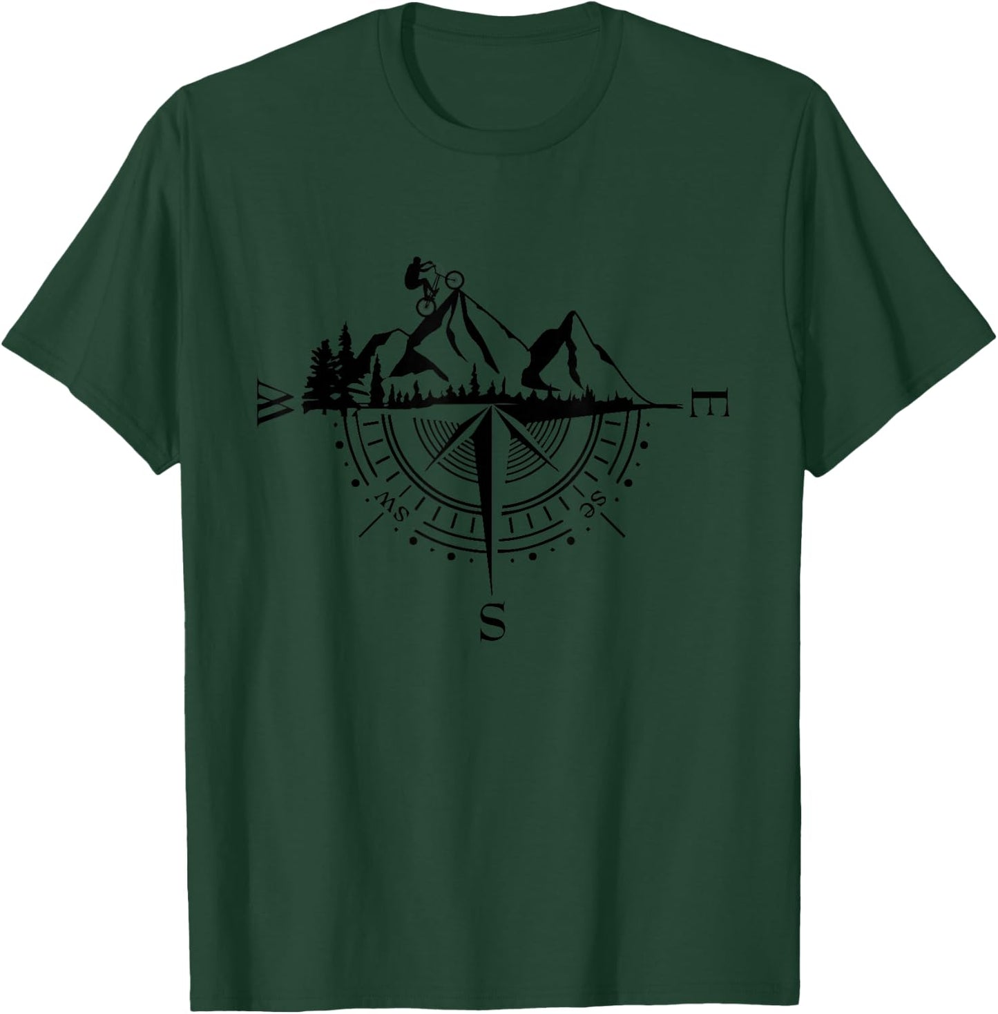 Compass Mountain Bike Mountain Bike Mountain Cycling T-Shirt - T-Shirt | Forest