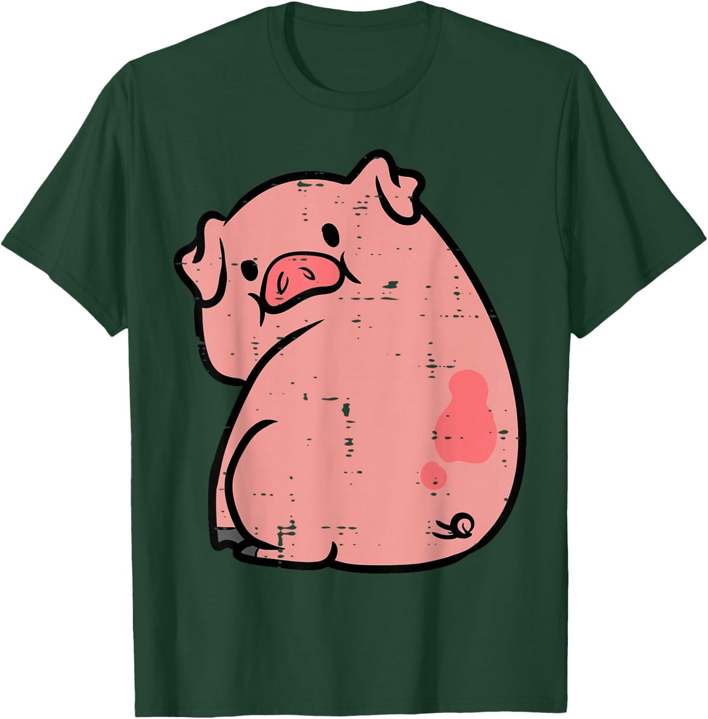 Pig Looking Back Cute Hog Piggyback Meme Joke Men Women Kids T-Shirt - T-Shirt | Forest