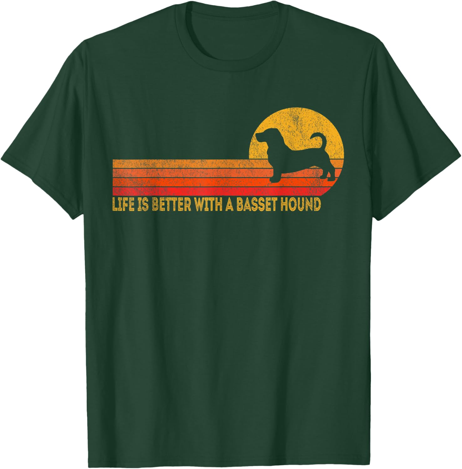 Life Is Better With A Basset Hounds Retro Basset Hound T-Shirt - T-Shirt | Forest