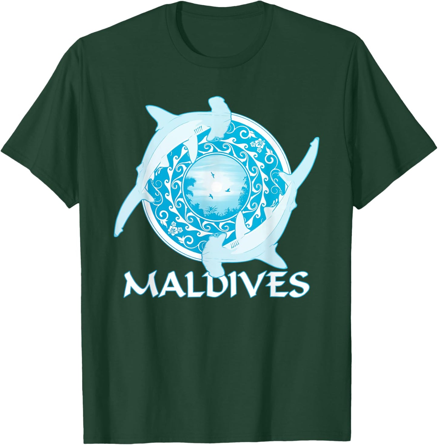 Hammerhead Shark Republic of the Maldives Diving T-Shirt - T-Shirt | Forest