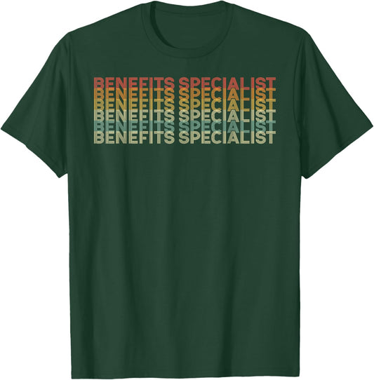 Retro 70s Benefits Specialist Job Title T-Shirt - T-Shirt | Forest