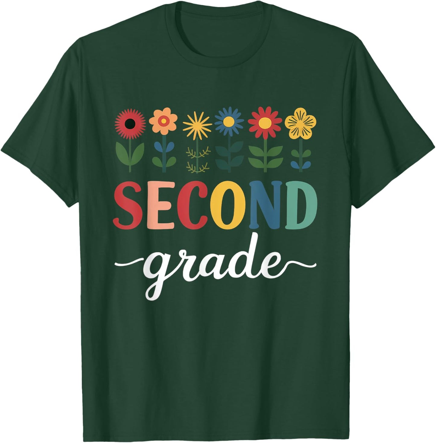 2nd Grade Wildflower Floral Back To School T-Shirt - T-Shirt | Forest