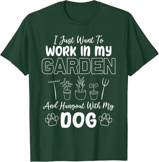 Gardening Women Men Funny Garden Gardener Dog Lover Plants T-Shirt - T-Shirt | Forest