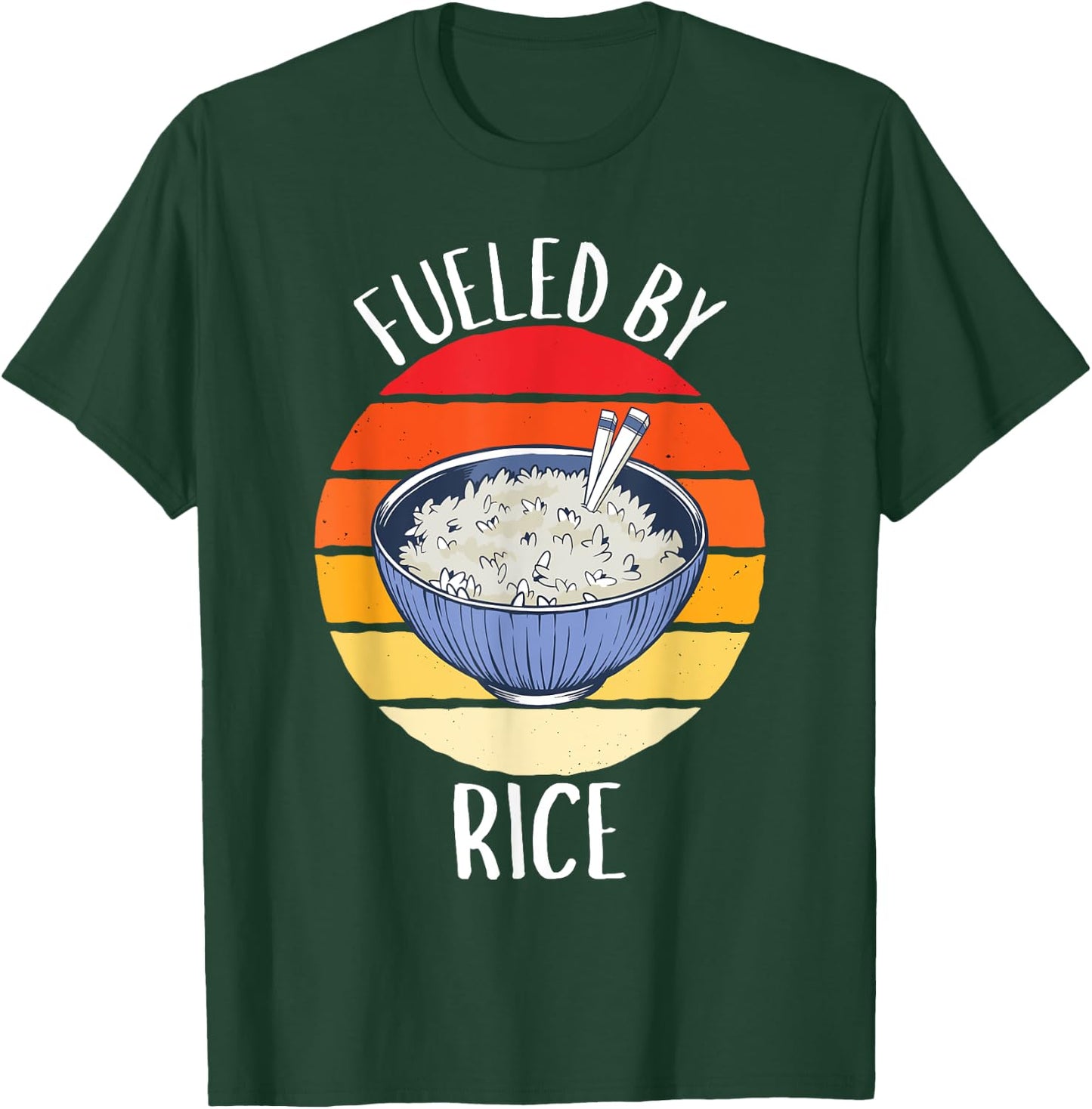 Retro Fueled By Rice Vintage Rice Lover T-Shirt - T-Shirt | Forest