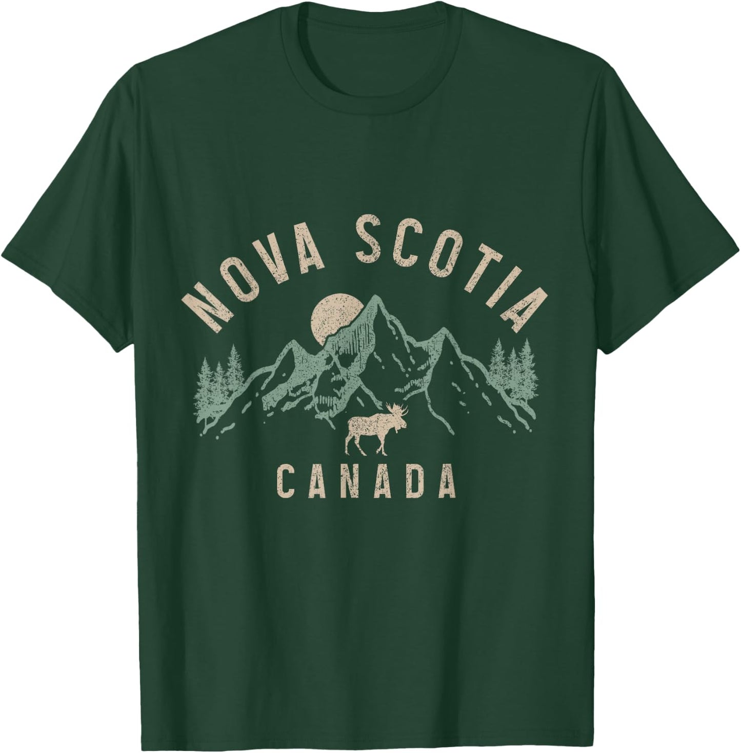 Nova Scotia Canada Souvenir Vintage Mountains Moose T-Shirt - T-Shirt | Forest