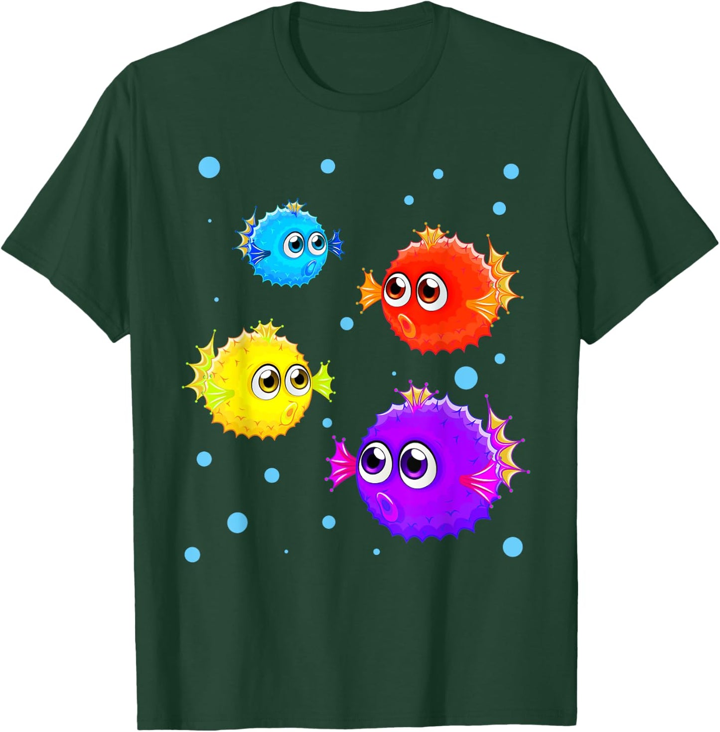 Colorful Puffer Fish Boys Girls Blowfishes T-Shirt - T-Shirt | Forest