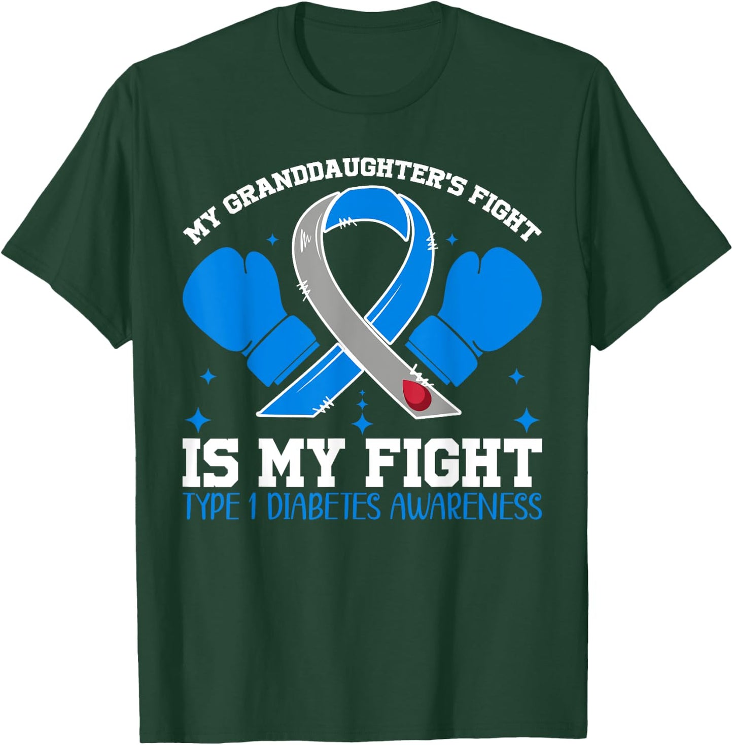 T1D Type One Diabetes Awareness Type 1 Grandma Granddaughter T-Shirt - T-Shirt | Forest