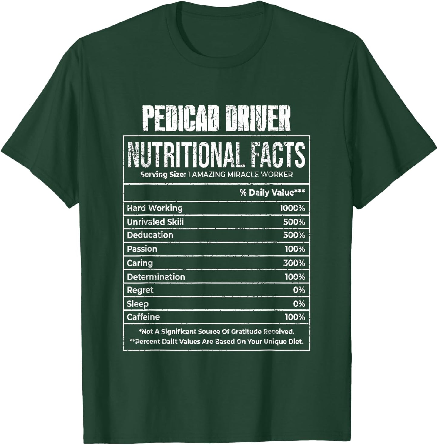 Nutritional Facts Pedicab Driver Job Tittle T-Shirt - T-Shirt | Forest