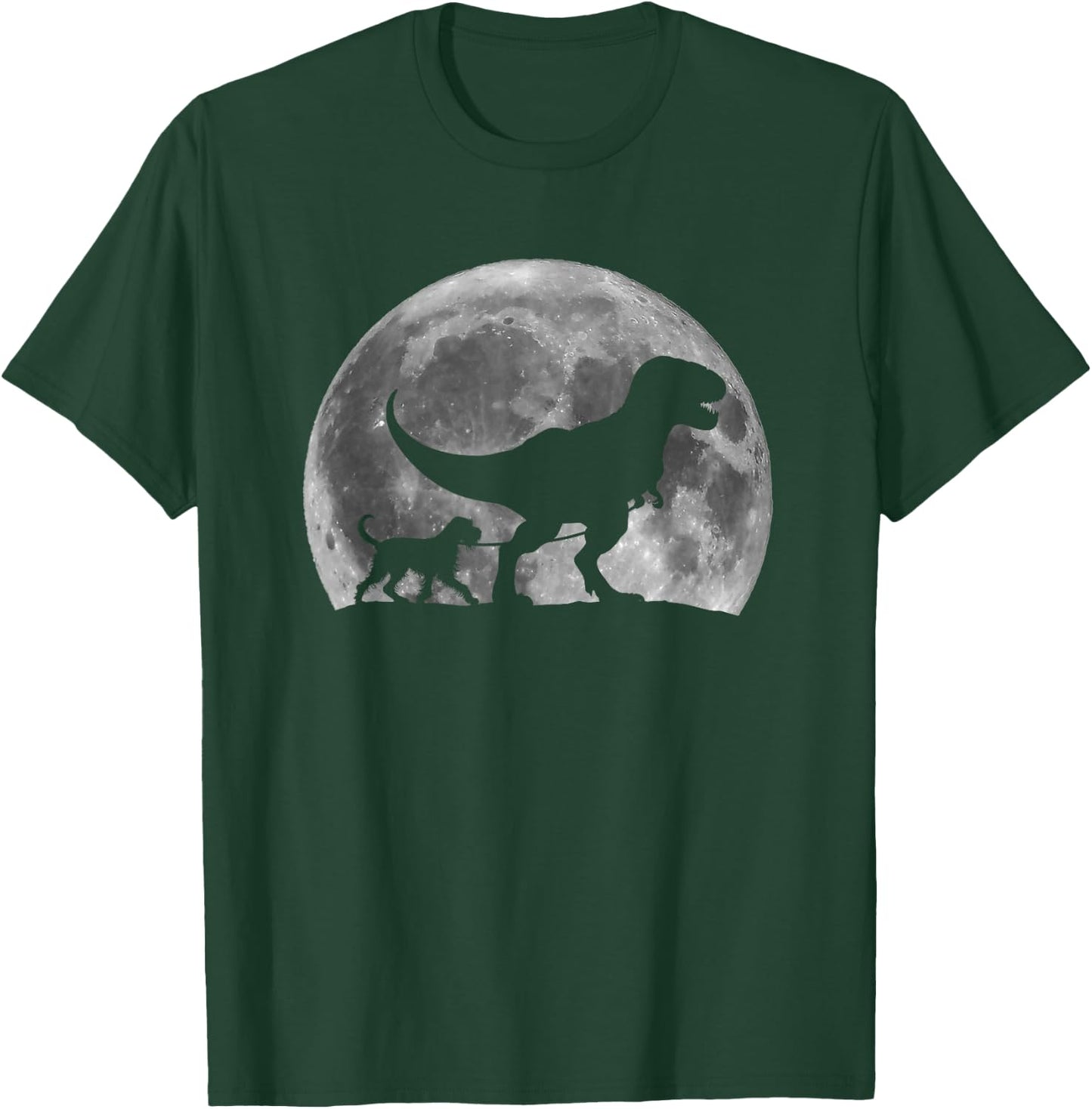 T Rex Walking a Dog Wirehaired Pointing Griffon Halloween Men Women Kids T-Shirt - T-Shirt | Forest