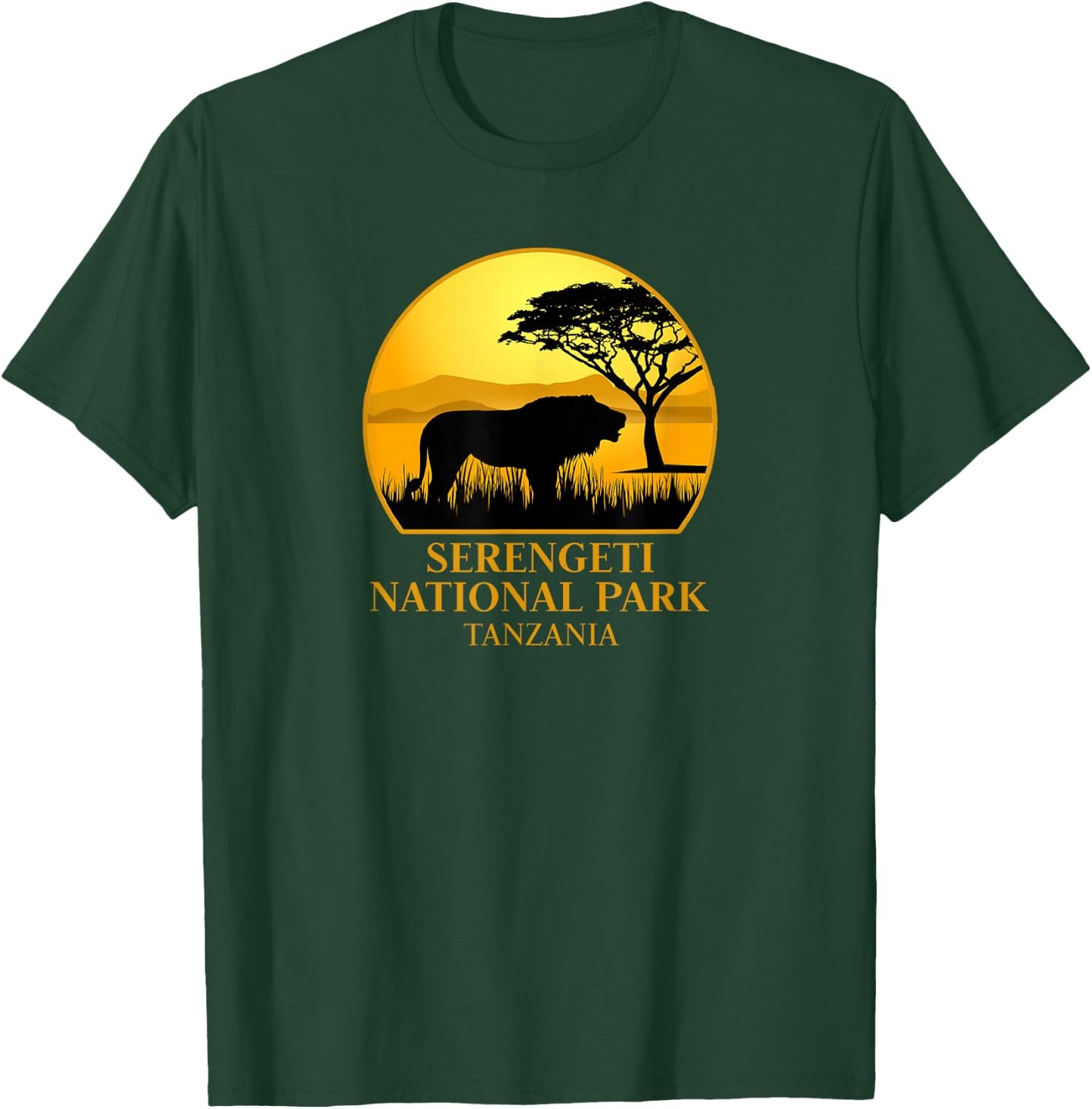 Serengeti National Park Africa Adult Black Cotton Polyester Small Short Sleeve Classic Fit Pull On T-Shirt - T-Shirt | Forest