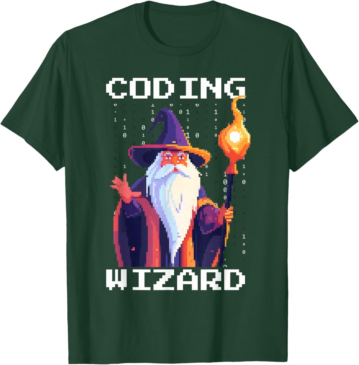 Programmer 8-Bit Pixel Art Coder Coding Wizard T-Shirt - T-Shirt | Forest