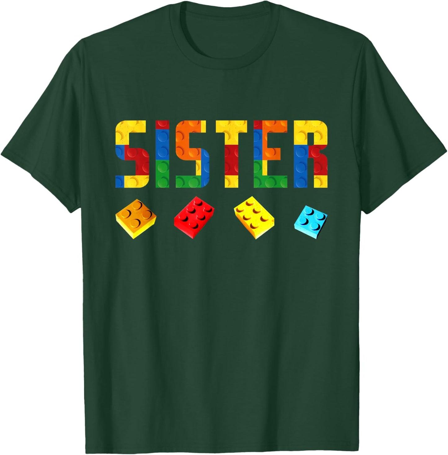 Sister Master Builder Building Blocks Birthday Family Girls T-Shirt - T-Shirt | Forest