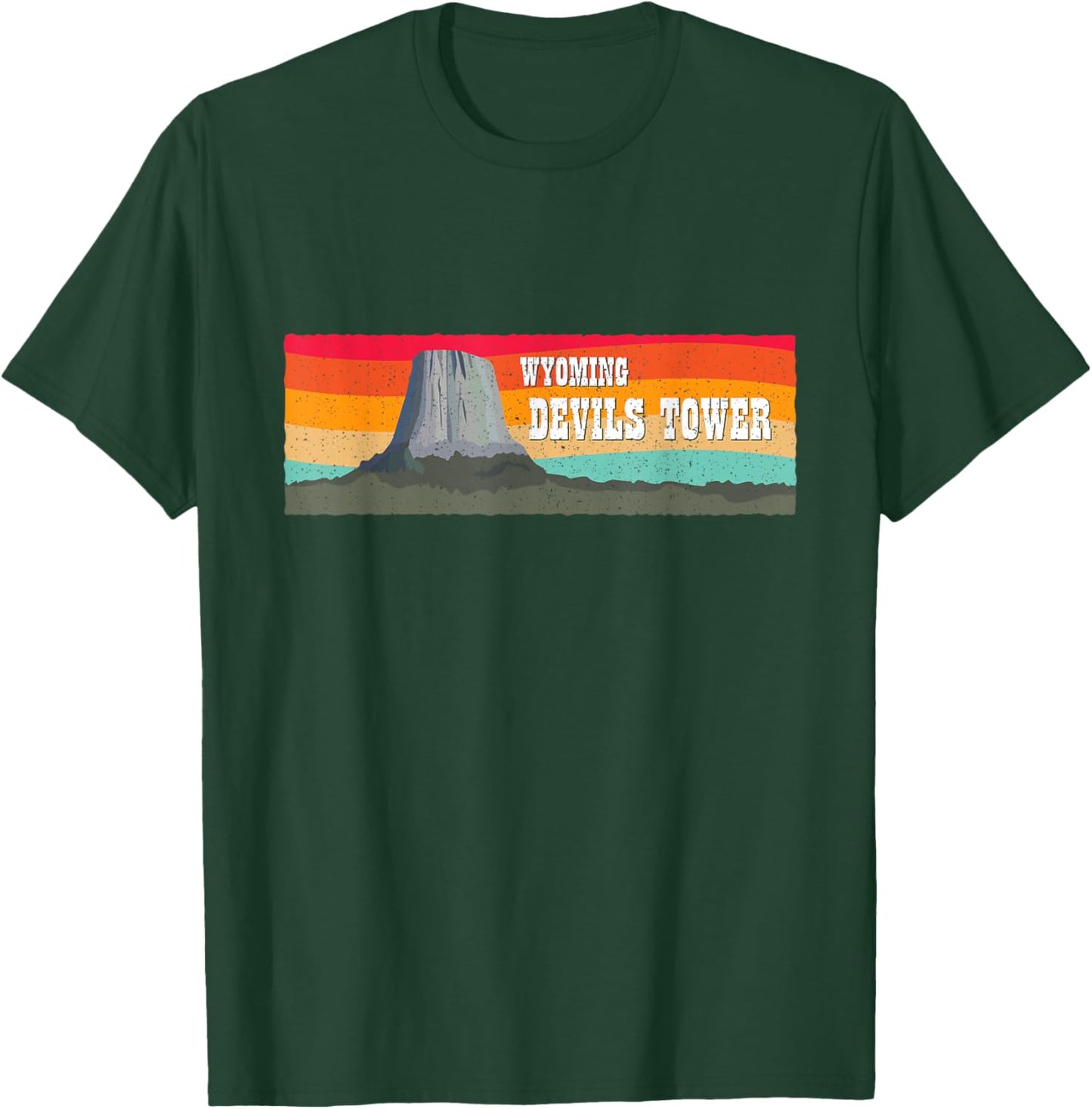 Vintage Retro 1970s 1980s Devils Tower Monument Wyoming T-Shirt - T-Shirt | Forest