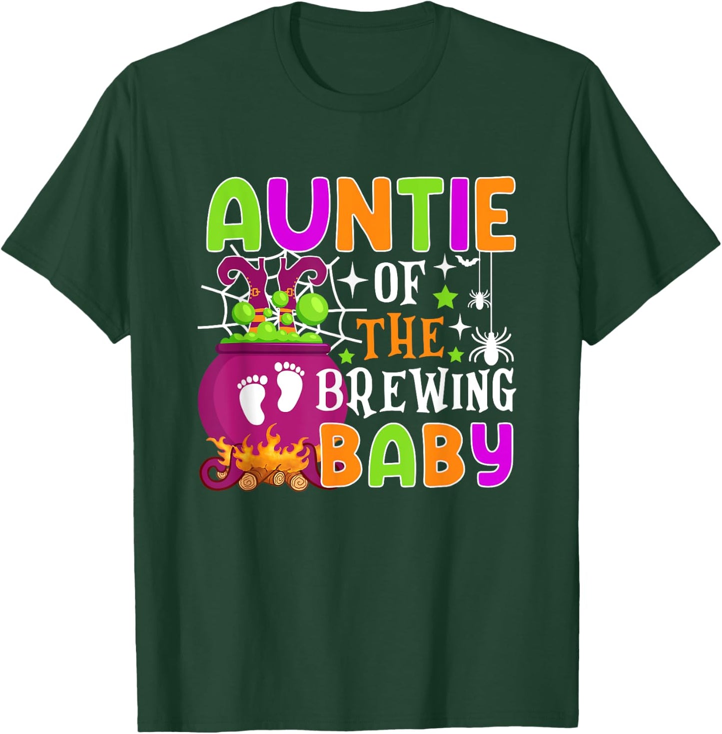 Auntie of Brewing Baby Halloween Theme Baby Shower Spooky T-Shirt - T-Shirt | Forest