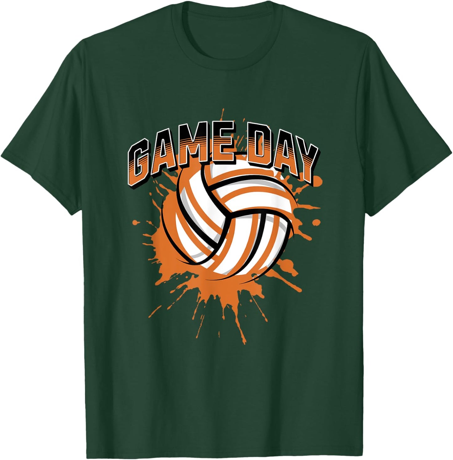 Volleyball Parents Team Game Day Orange Black & Gray Art T-Shirt - T-Shirt | Forest