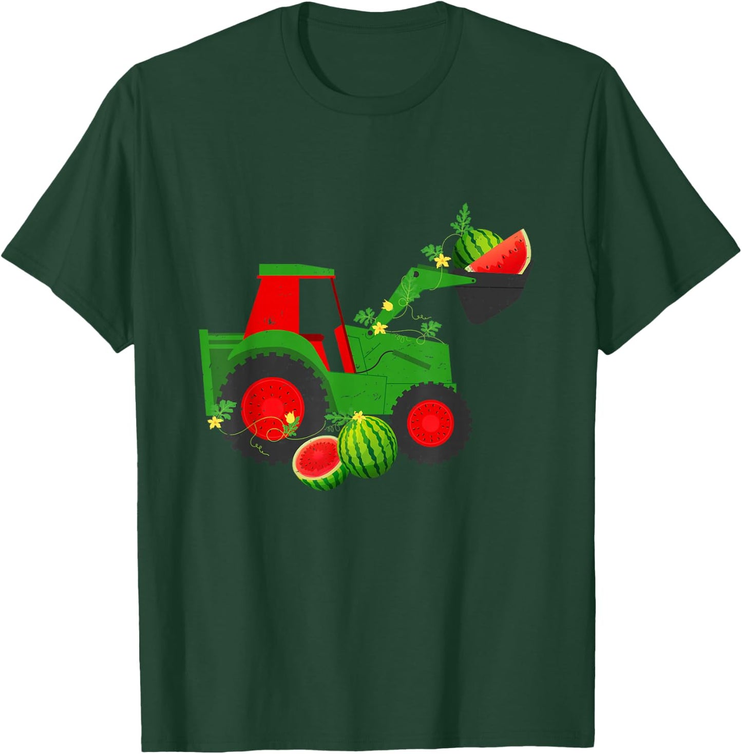 Farm Tractor Watermelon Summer Vacation Fruit Lover Kids T-Shirt - T-Shirt | Forest