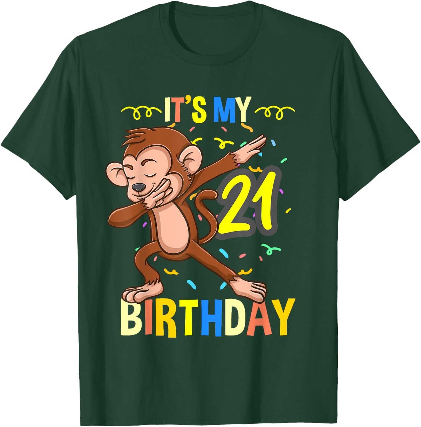 Its My 21st Birthday Dabbing Monkey Animal T-Shirt - T-Shirt | Forest