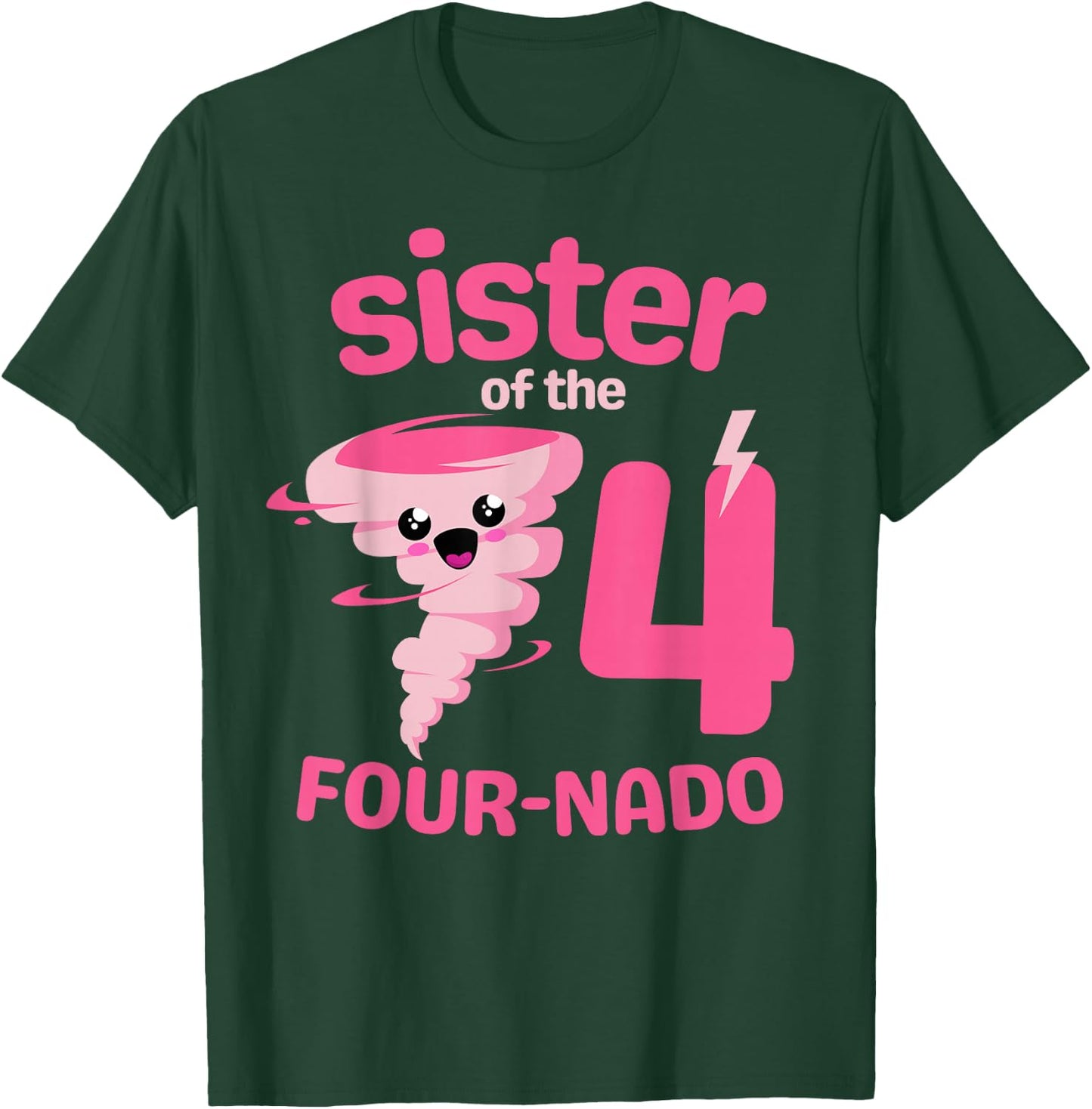 Sister of the Four-nado Tornado Theme 4th Birthday Party T-Shirt - T-Shirt | Forest