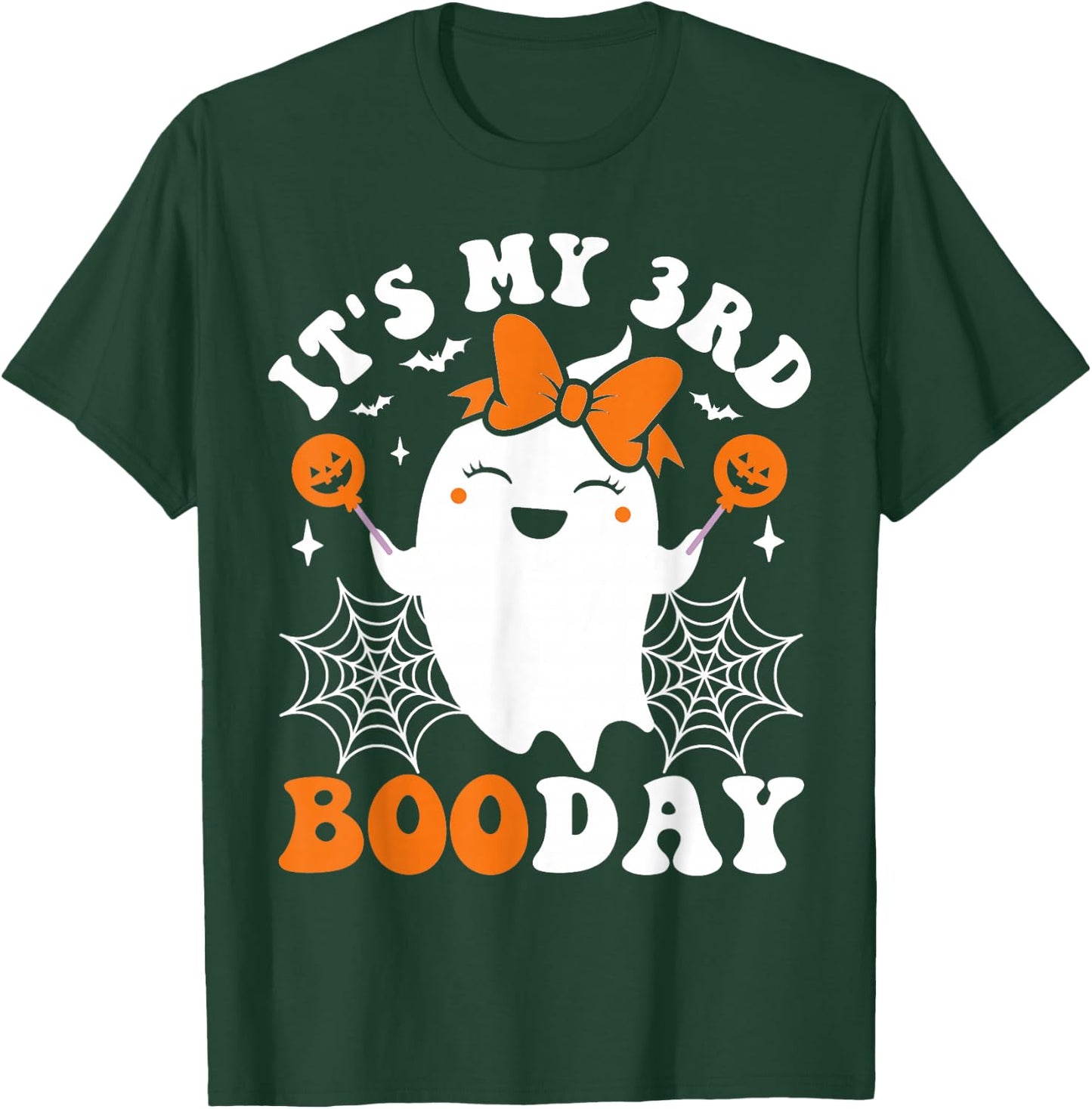 It's My 3rd Boo Day, Funny Halloween Ghost 3rd Birthday Girl T-Shirt - T-Shirt | Forest
