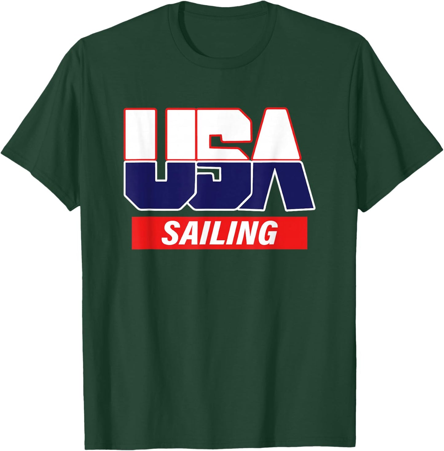 USA Team Sailing - men & women American sports T-Shirt - T-Shirt | Forest