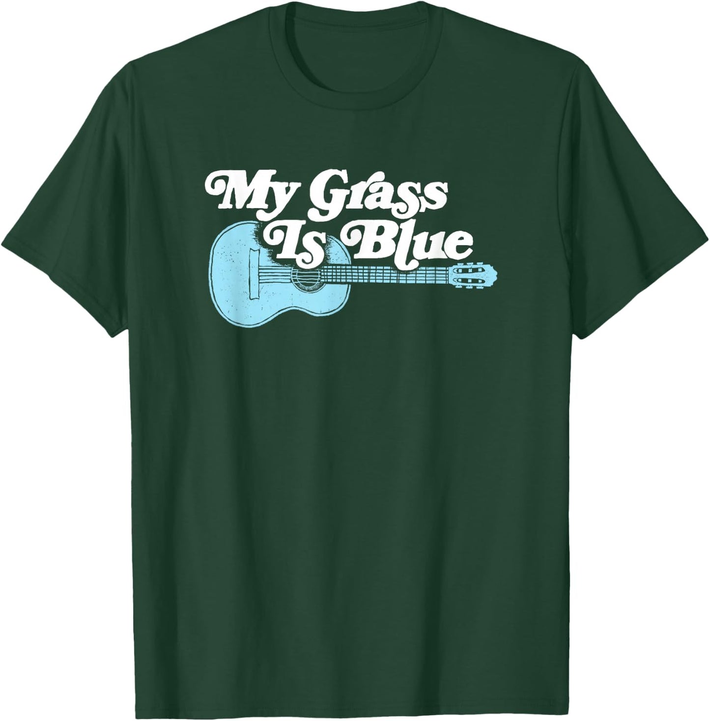 Vintage My Grass Is Blue Bluegrass Music Retro Guitar T-Shirt - T-Shirt | Forest