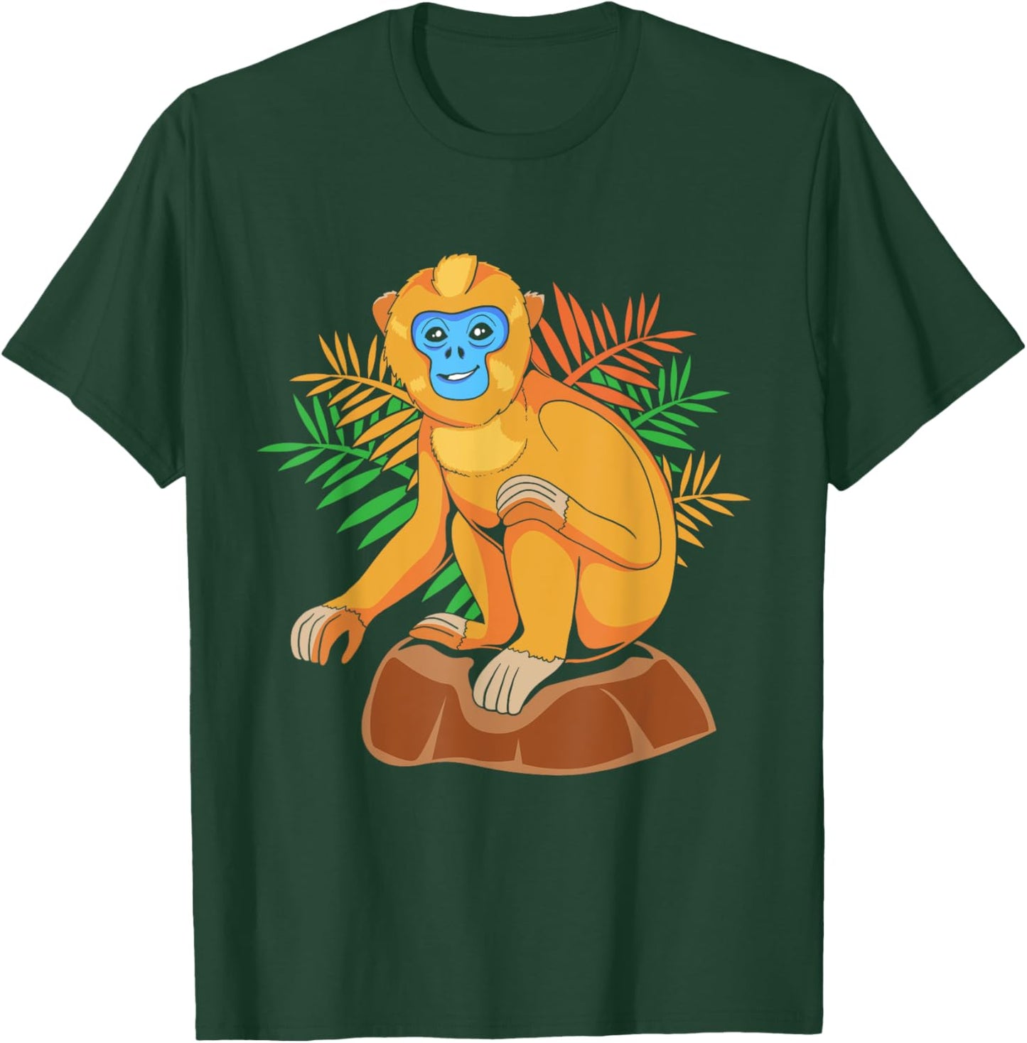 Funny Golden Snub Nosed Monkey Sitting T-Shirt - T-Shirt | Forest