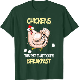 Funny Farmer Farming Chickens the pet that poops breakfast T-Shirt - T-Shirt | Forest