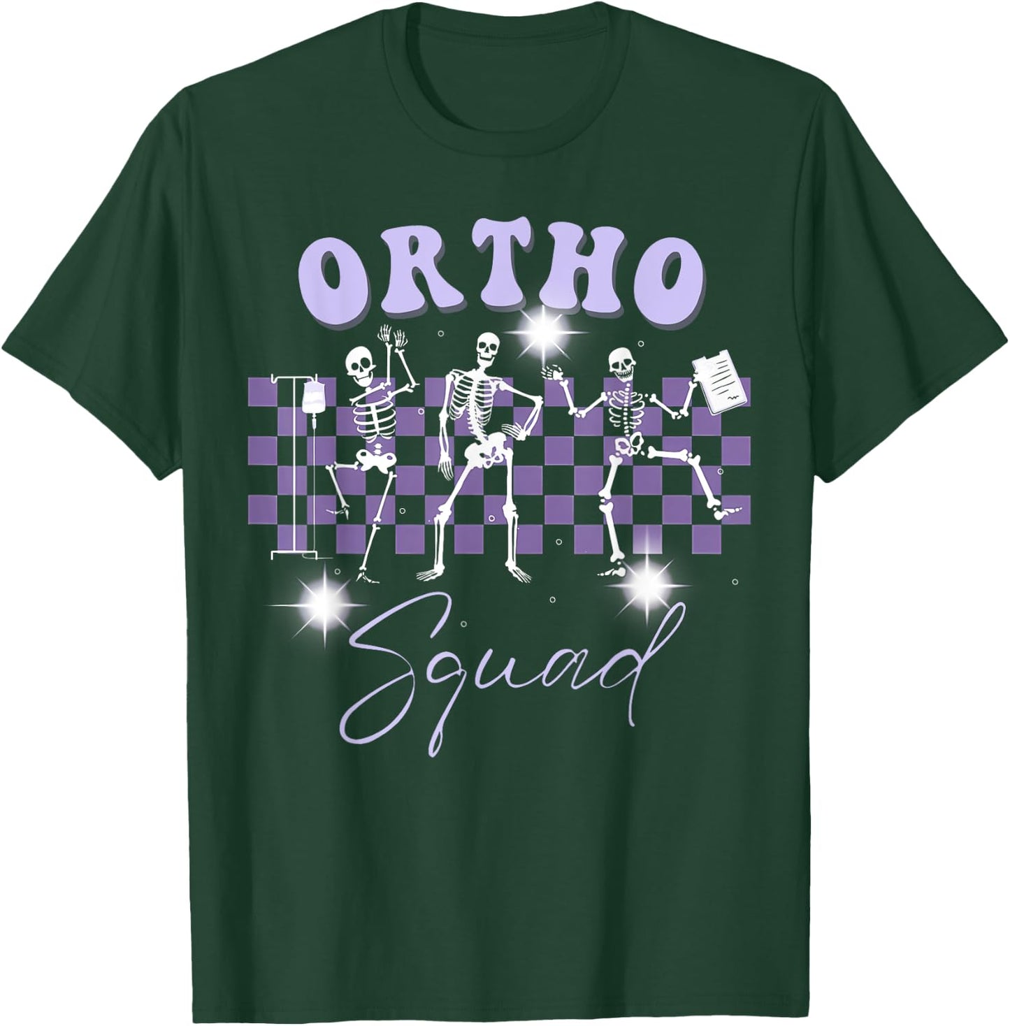 Retro Ortho Squad Dancing Skeleton Orthopedic Nurse RN T-Shirt - T-Shirt | Forest