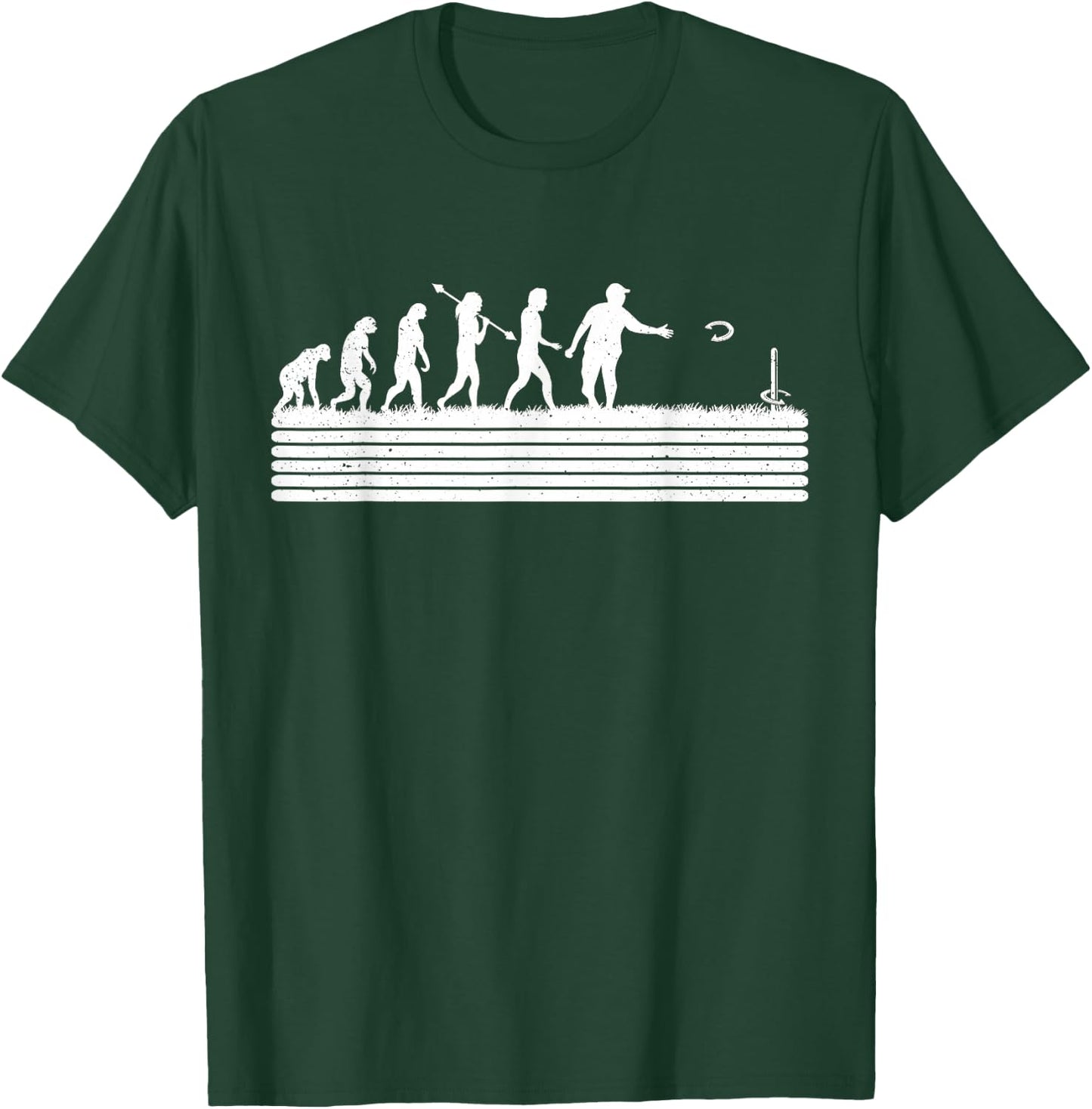 Horseshoe Pitching Evolution Funny Horseshoe Pitching T-Shirt - T-Shirt | Forest
