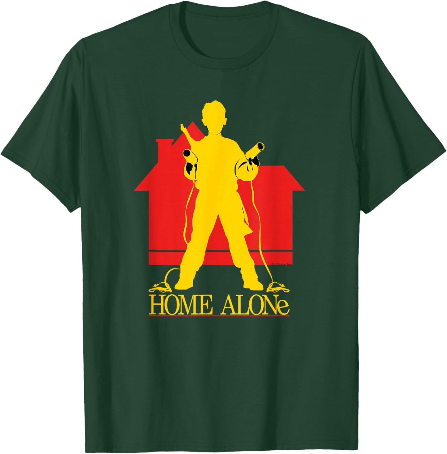 Home Alone Kevin McCallister Silhouette House Logo Retro T-Shirt - T-Shirt | Forest