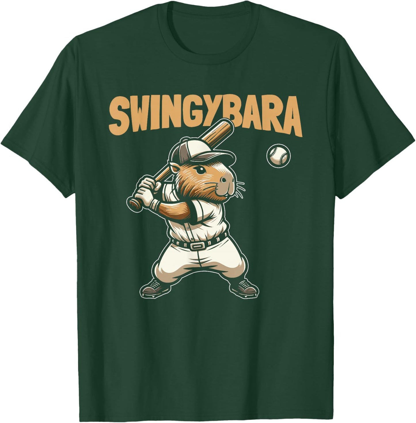 Capybara Softball Batter Catcher - Pitcher Swingybara T-Shirt - T-Shirt | Forest