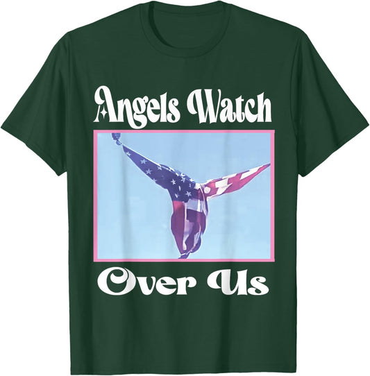 Angels watch over us trump angel flag 2024 07/13/2024 T-Shirt - T-Shirt | Forest