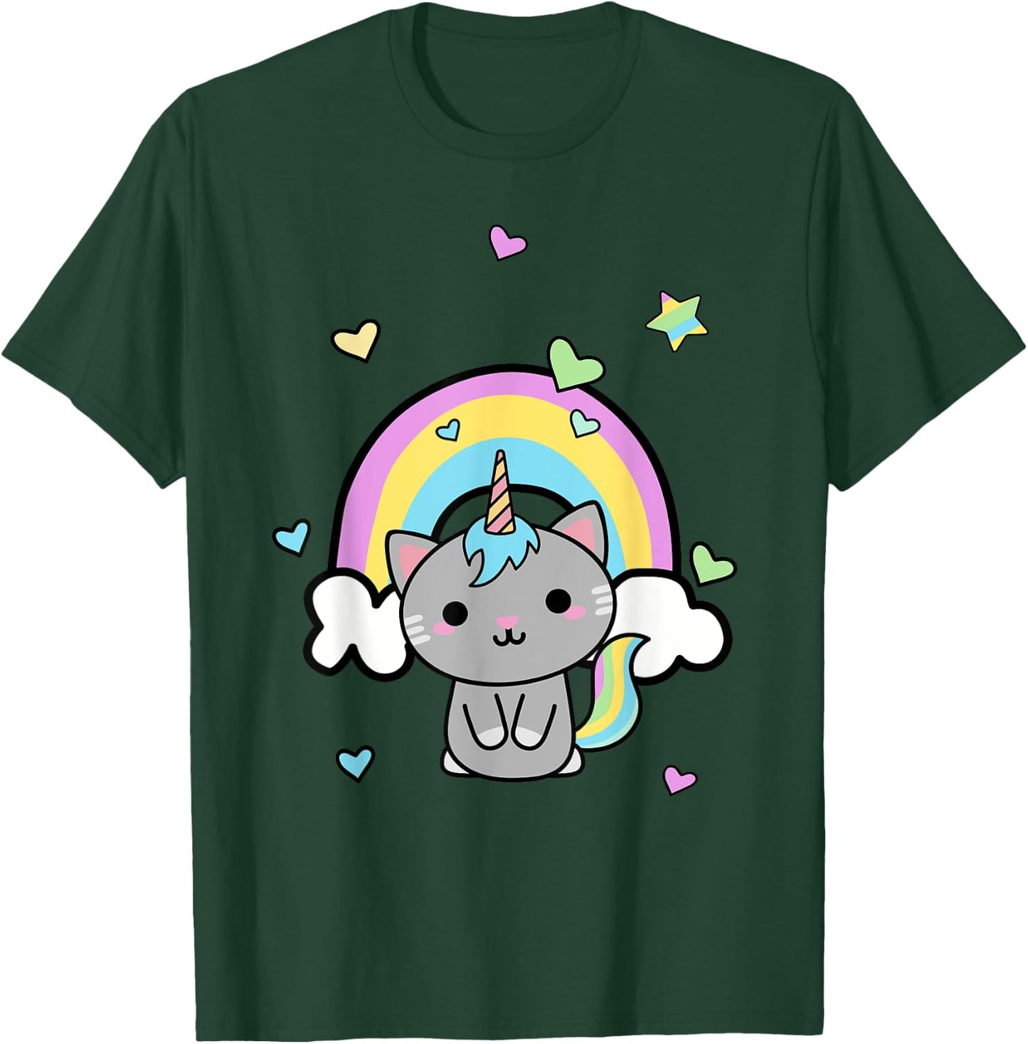 Unicorn Cat Rainbow Cute Gift T-Shirt - T-Shirt | Forest