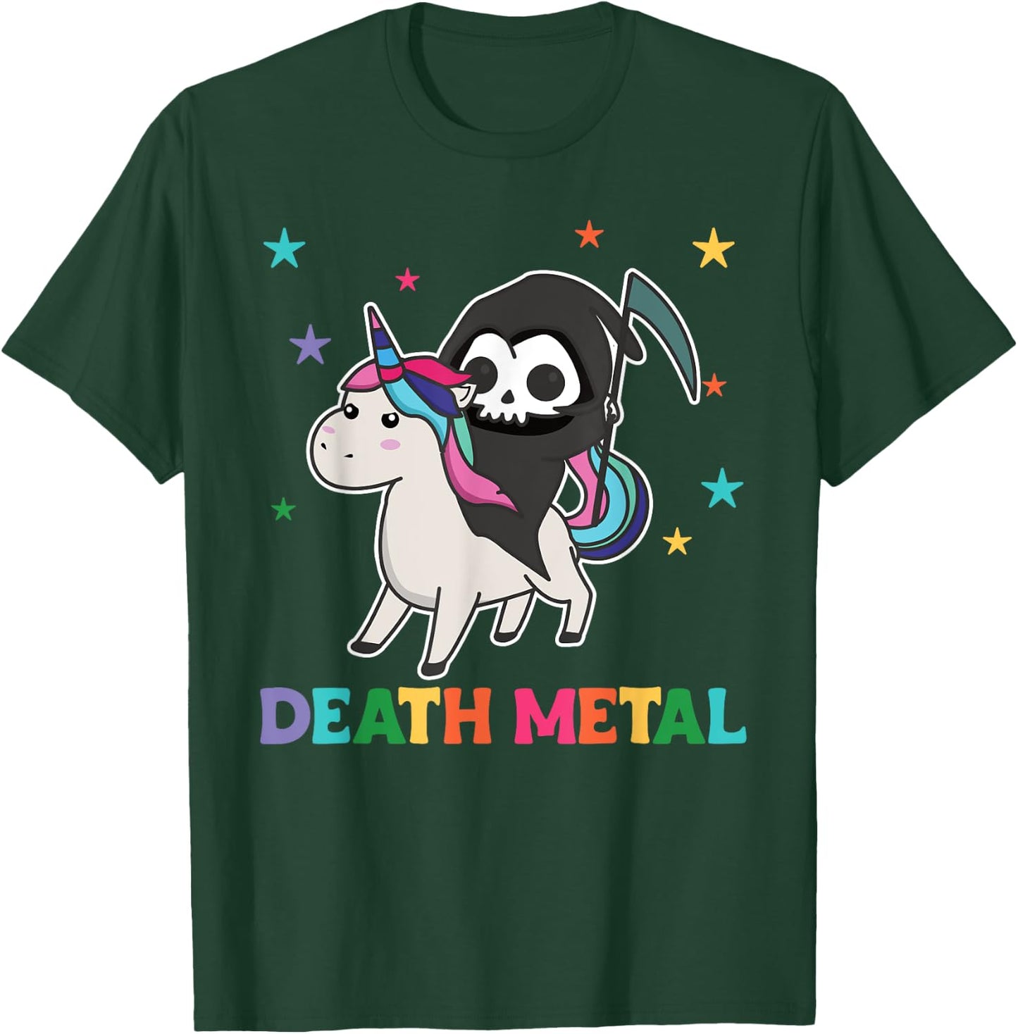 Death Metal Rock Music - death riding unicorn funny unicorns T-Shirt - T-Shirt | Forest