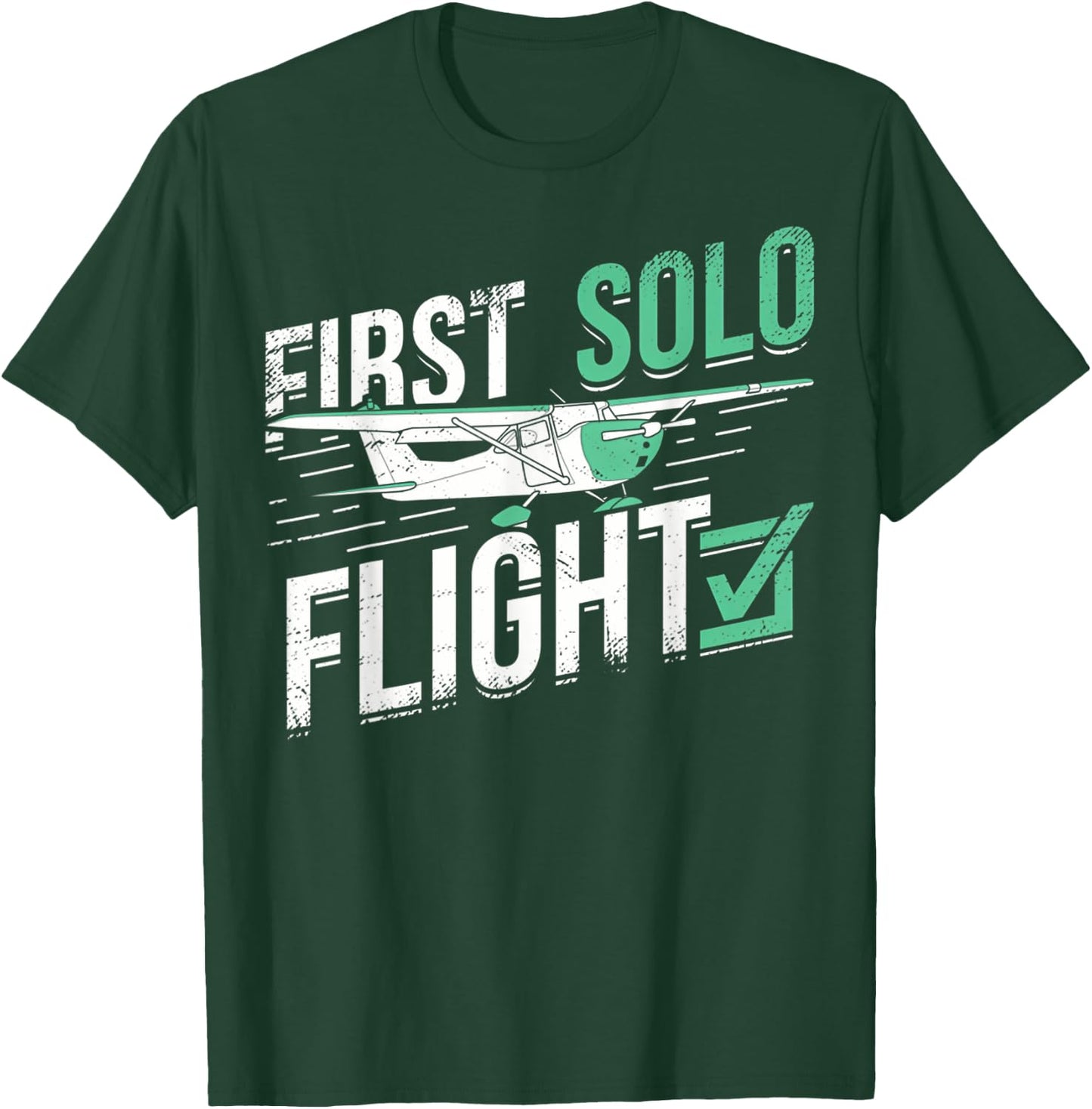 First Solo Flight Funny Pilot Airplane Flying Gifts T-Shirt - T-Shirt | Forest