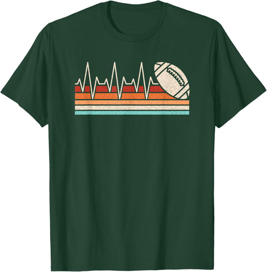 Retro American Football Heartbeat Men Boys Kids T-Shirt - T-Shirt | Forest