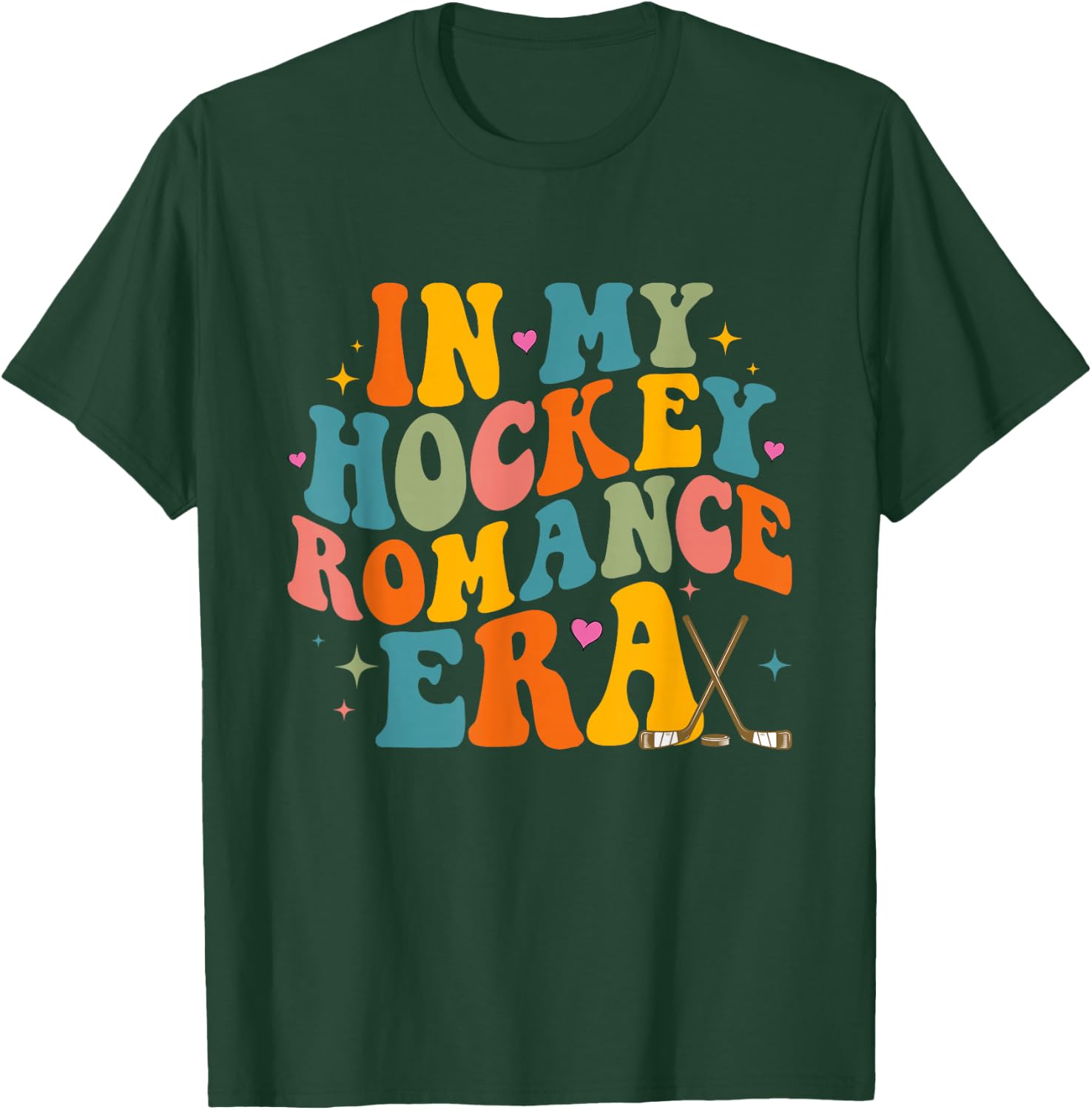 In My Hockey Romance Era Retro Groovy Game Day Funny Sports T-Shirt - T-Shirt | Forest