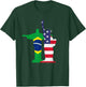 Half Brazilian Half American USA Brazil Culture Patriot Flag T-Shirt - T-Shirt | Forest