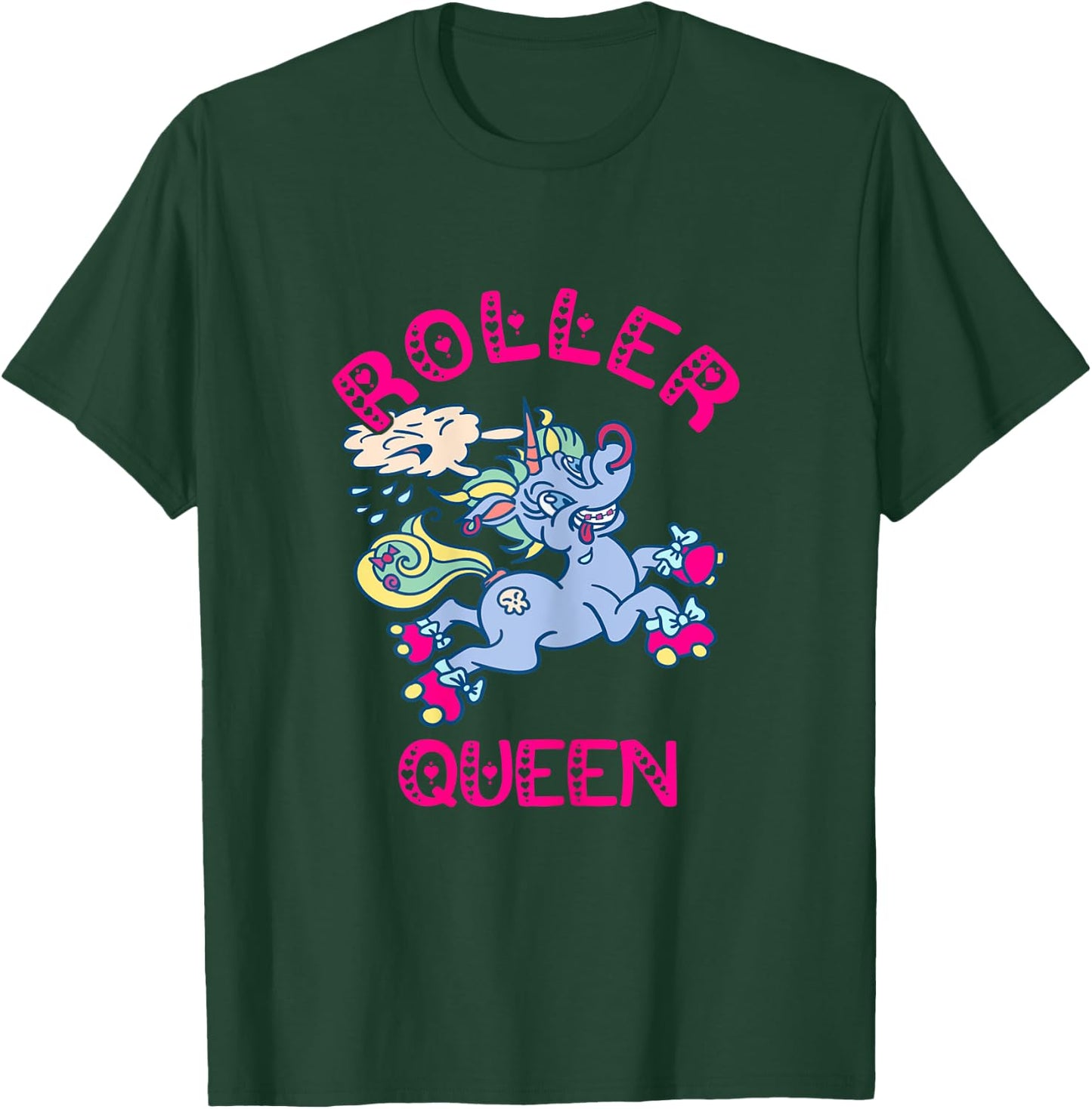 Roller Skates Queen Unicorn Roller Skating Skating Rink T-Shirt - T-Shirt | Forest