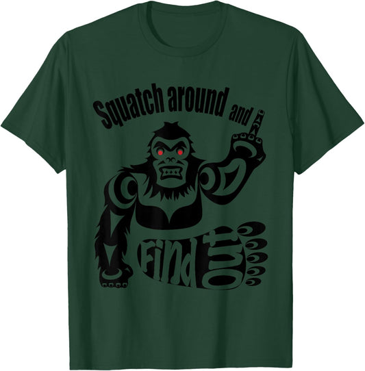 Fun Sasquatch funny Bigfoot outdoors men’s yeti squatch T-Shirt - T-Shirt | Forest