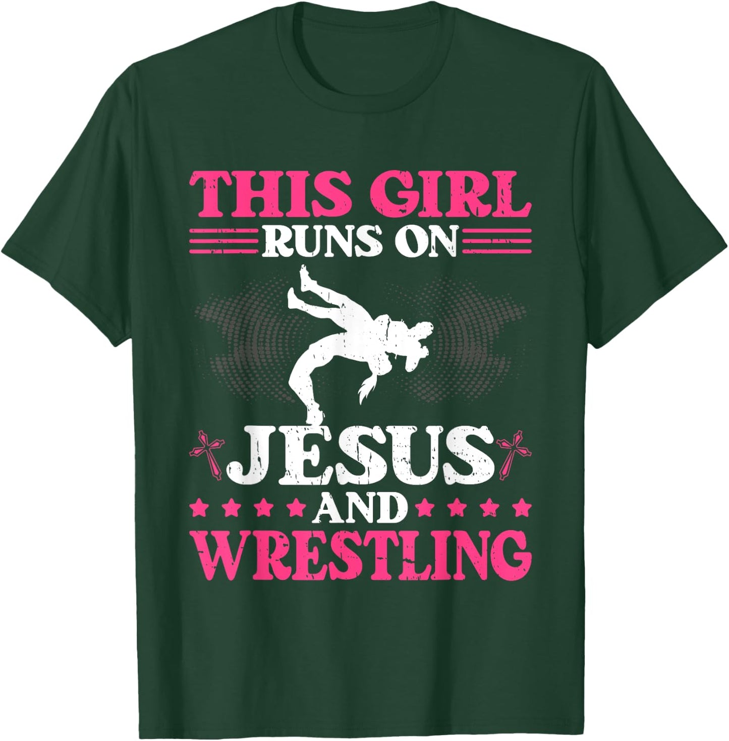 This Girl Runs On Jesus And Wrestling T-Shirt - T-Shirt | Forest