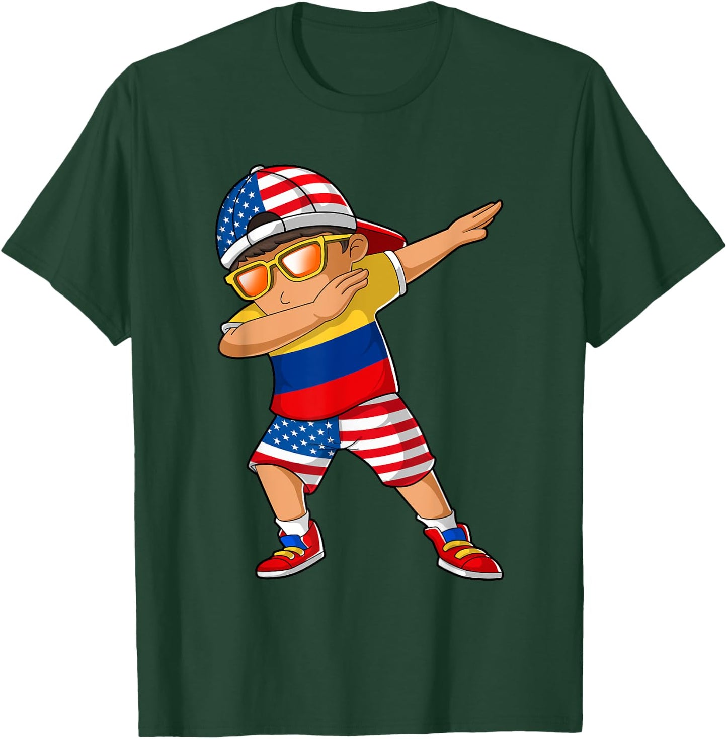 Half American Half Colombian Boy Kid Colombia Flag Patriotic T-Shirt - T-Shirt | Forest