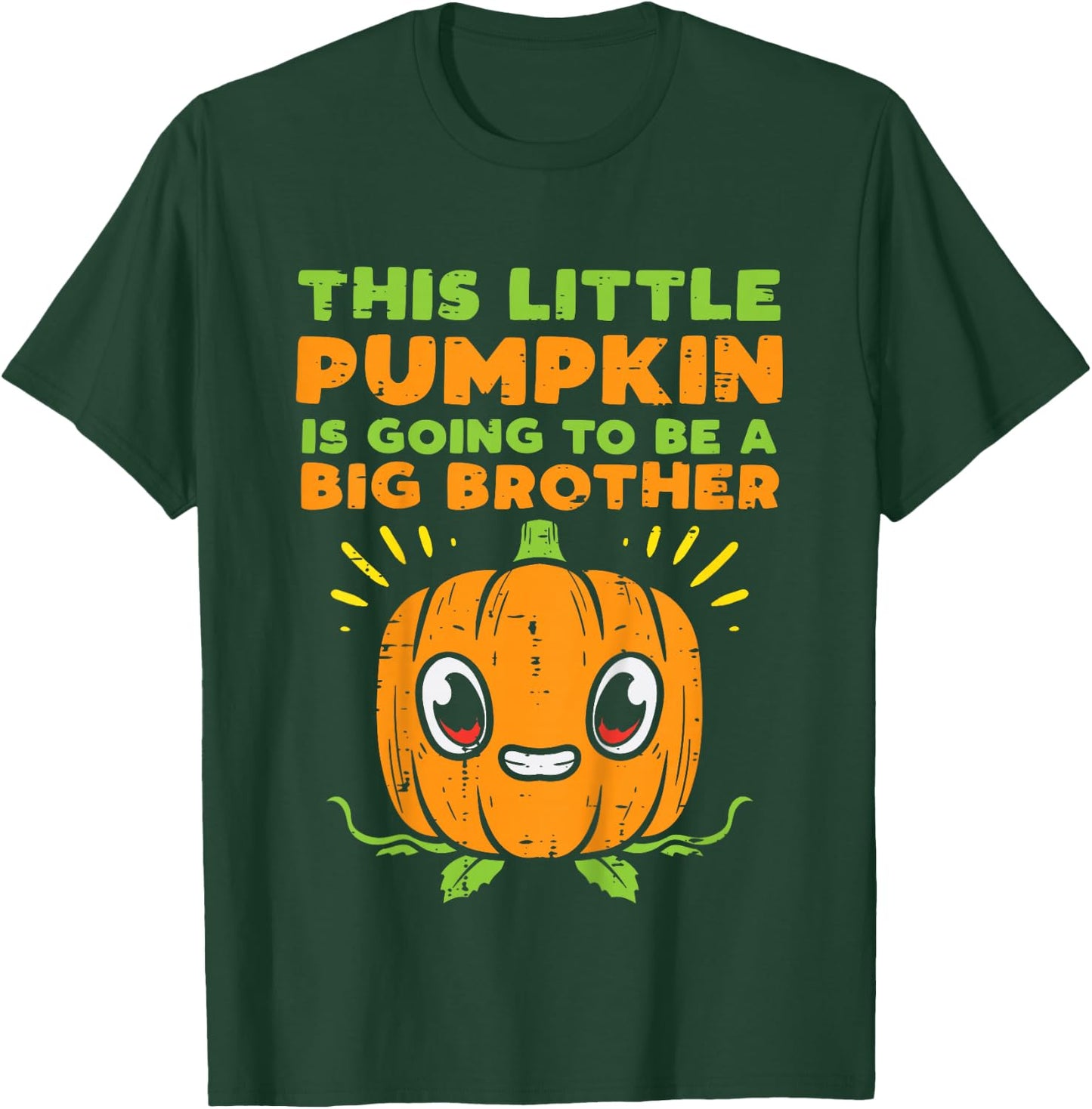 Kids Pumpkin Big Brother Baby Halloween Pregnancy Announcement T-Shirt - T-Shirt | Forest