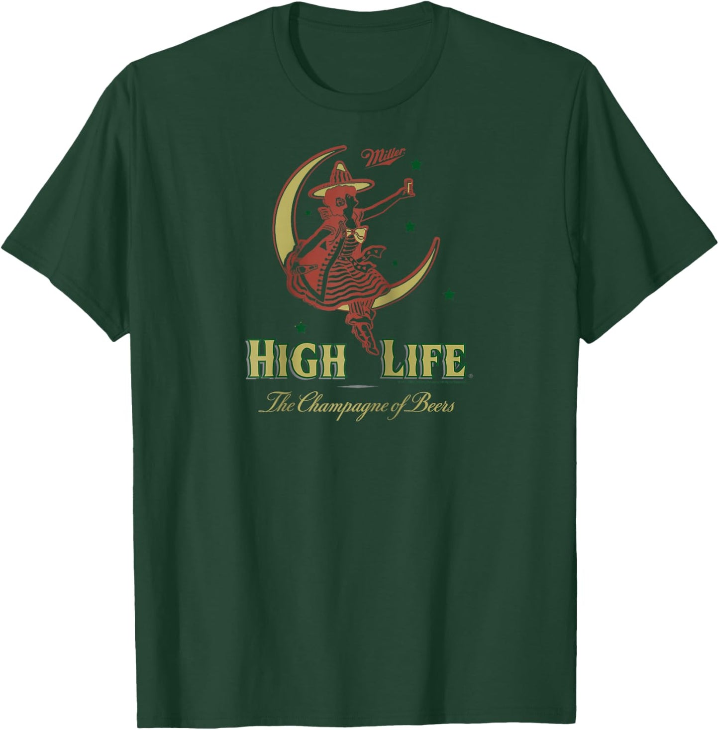 Miller High Life The Champagne Of Beers Girl On Moon Vintage Raglan Baseball T-Shirt - T-Shirt | Forest