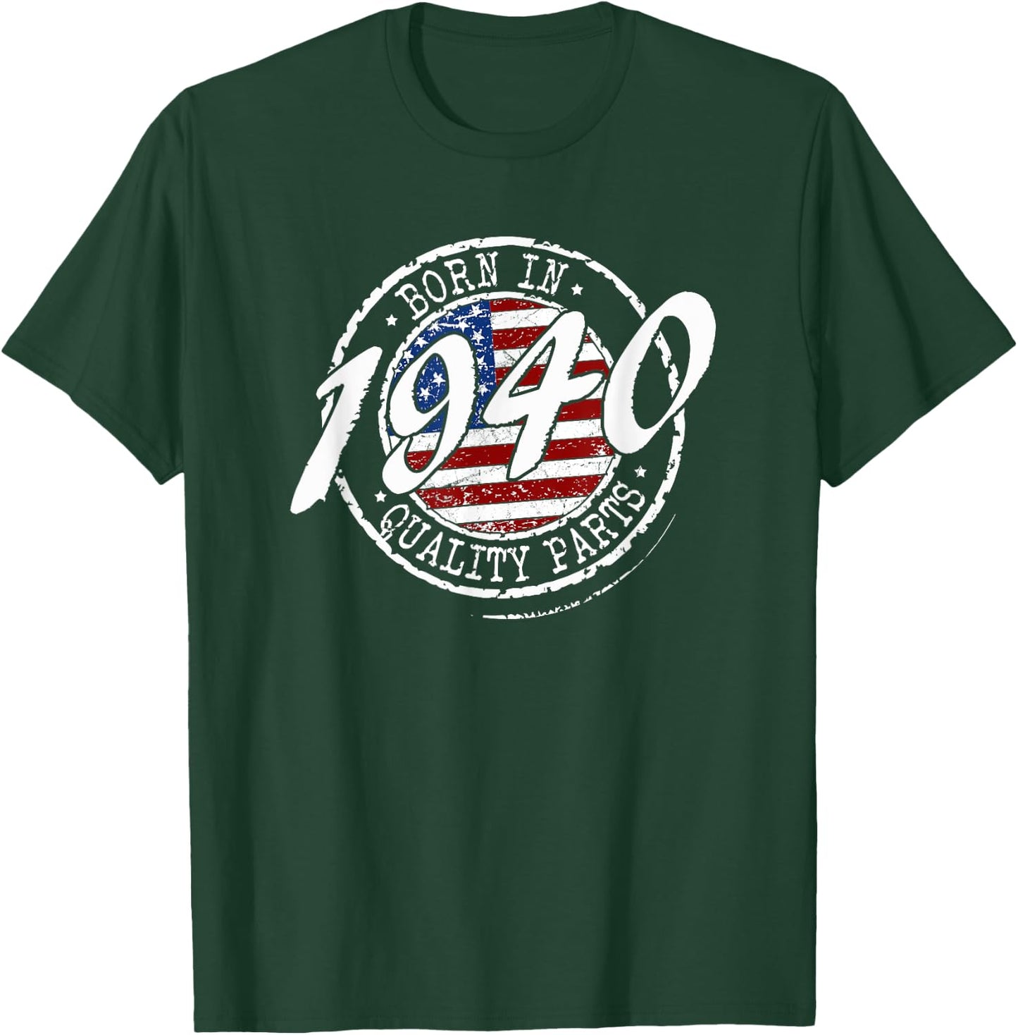 Born In 1940 Birthday, Vintage Flag Born In 1940 Birthday T-Shirt - T-Shirt | Forest