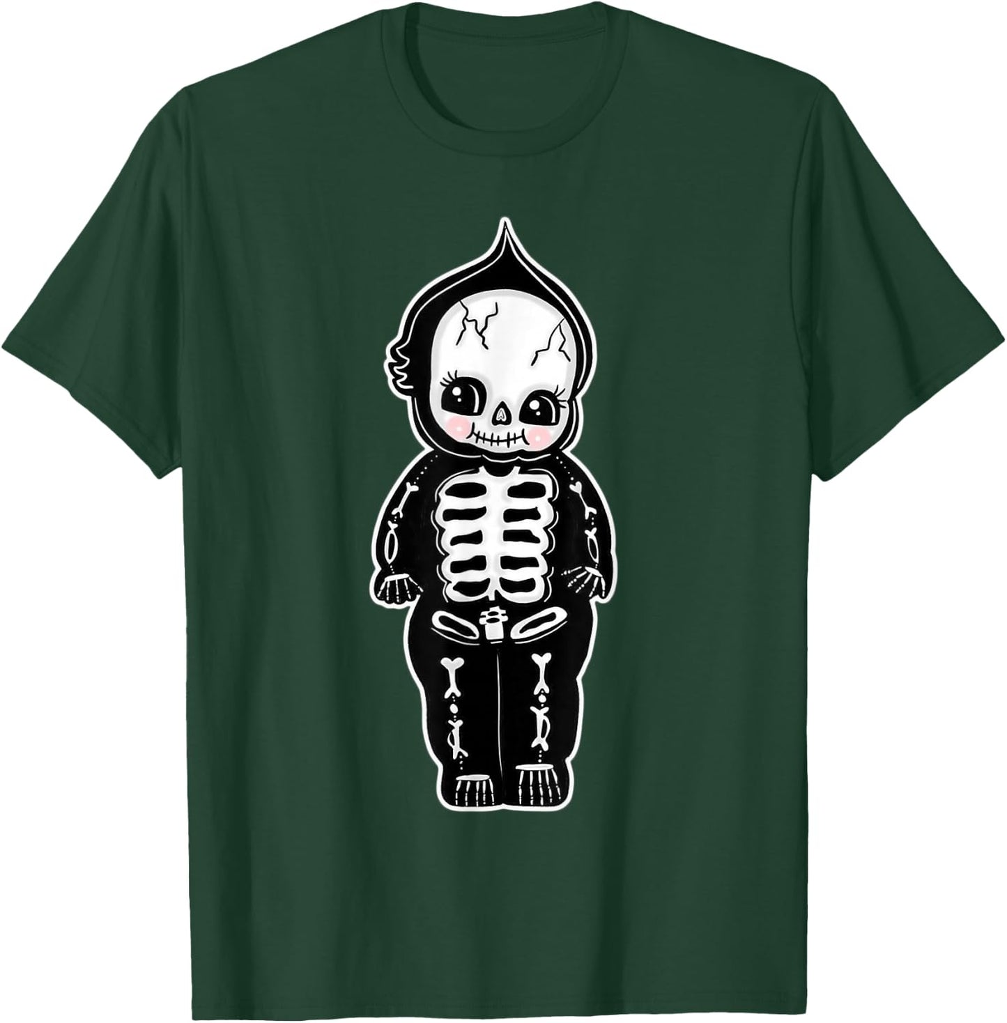 Skeleton Kewpie Baby Blackwork T-Shirt - T-Shirt | Forest