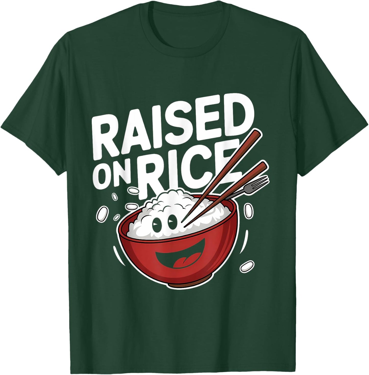 Cute Raised on Rice Bowl Cartoon Design T-Shirt - T-Shirt | Forest