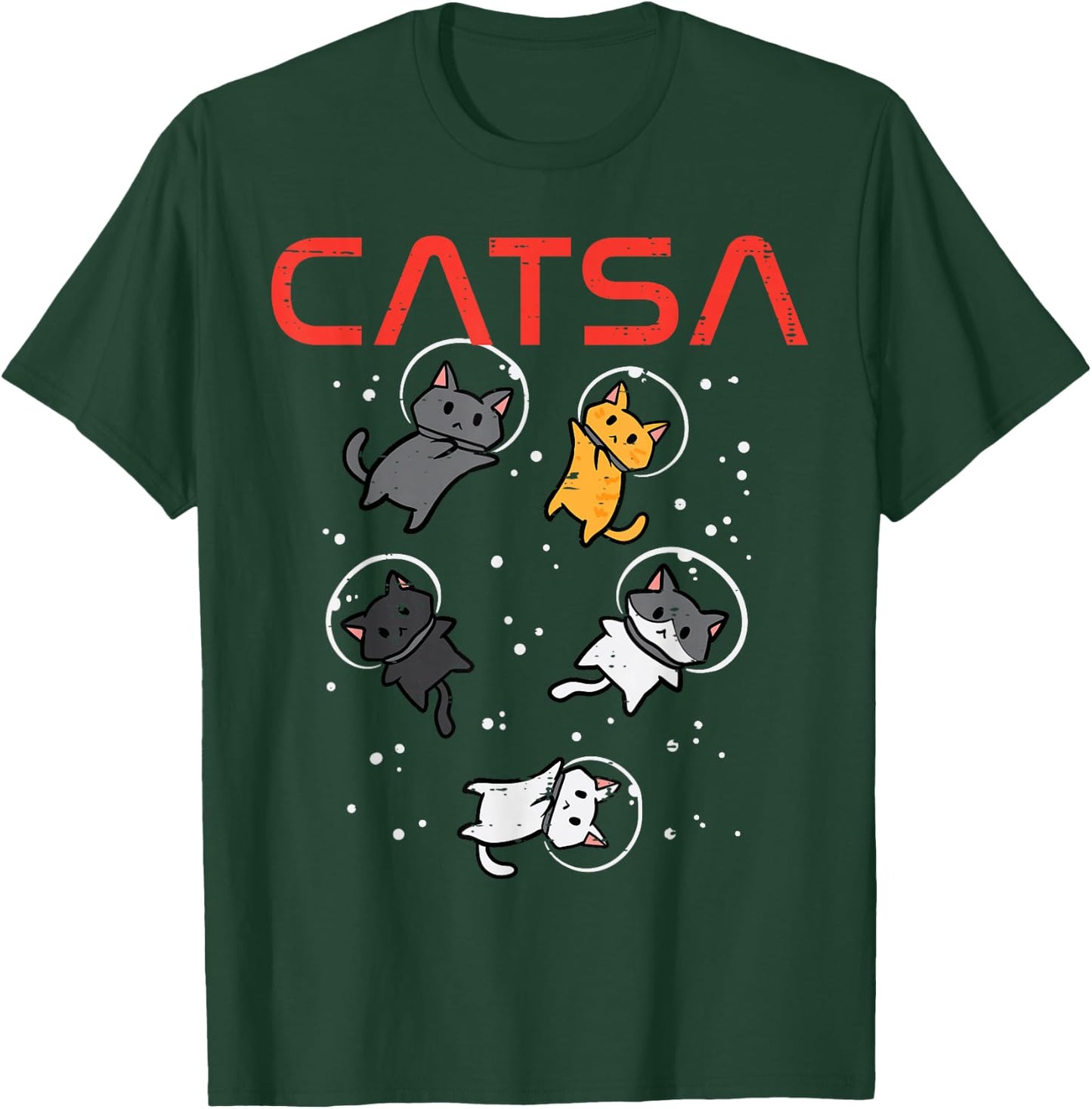 Catsa Cat Astronauts Funny Kitten Space Women Girls Kids Men T-Shirt - T-Shirt | Forest